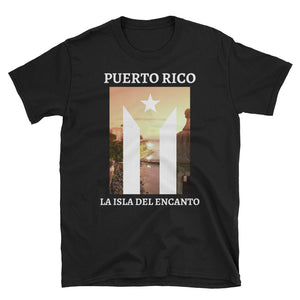"Puerto Rico La Isla Del Encanto" PR Flag / El Morro II Unisex T-Shirt - Boricua Spirit
