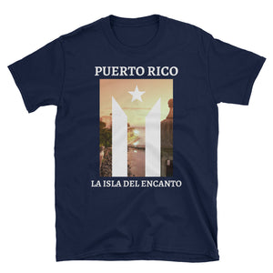 "Puerto Rico La Isla Del Encanto" PR Flag / El Morro II Unisex T-Shirt - Boricua Spirit