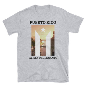 "Puerto Rico La Isla Del Encanto" PR Flag / El Morro II Unisex T-Shirt - Boricua Spirit