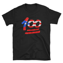 Load image into Gallery viewer, &quot;100&quot; Distressed PR Flag Unisex T-Shirt - Boricua Spirit