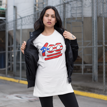 Load image into Gallery viewer, &quot;100&quot; Distressed PR Flag Unisex T-Shirt - Boricua Spirit
